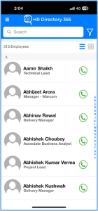 HR Directory 365 Mobile Version - Contact List