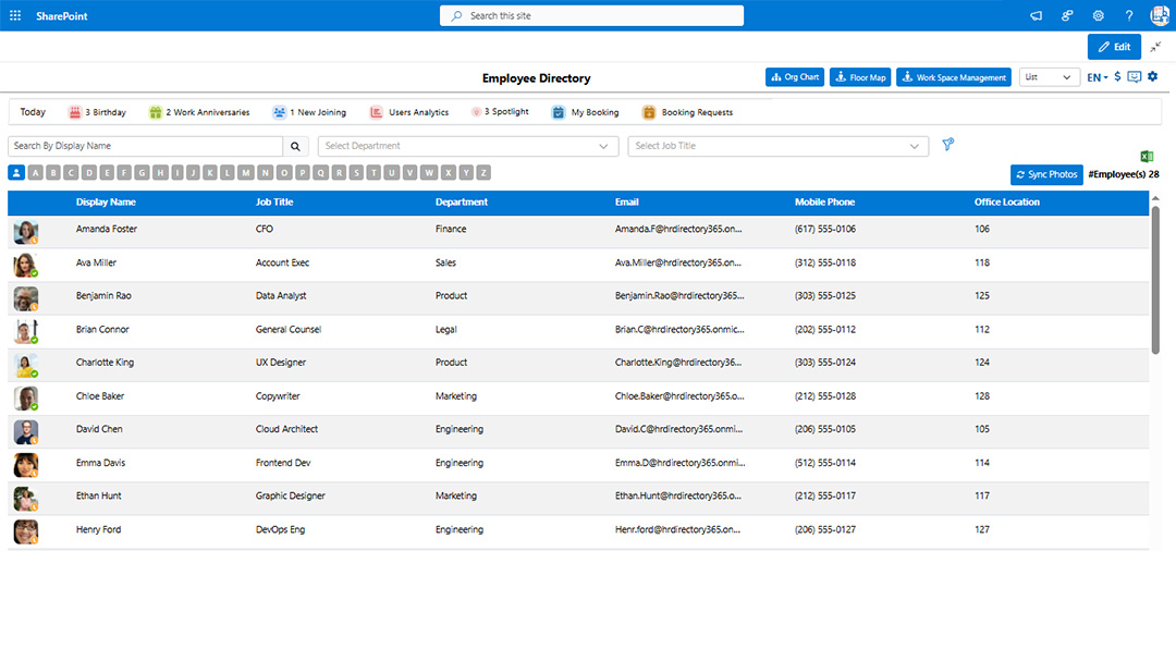 HR Directory 365 Screenshot