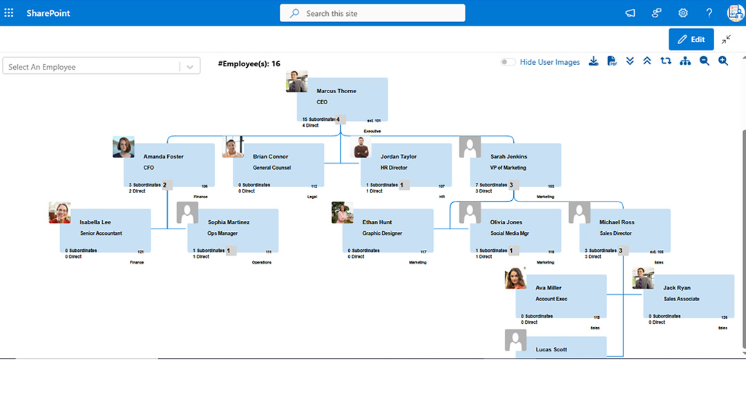Organization Chart Screenshot