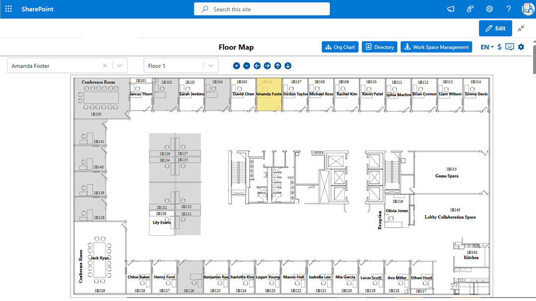Virtual Floor Map & Seat Booking Screenshot