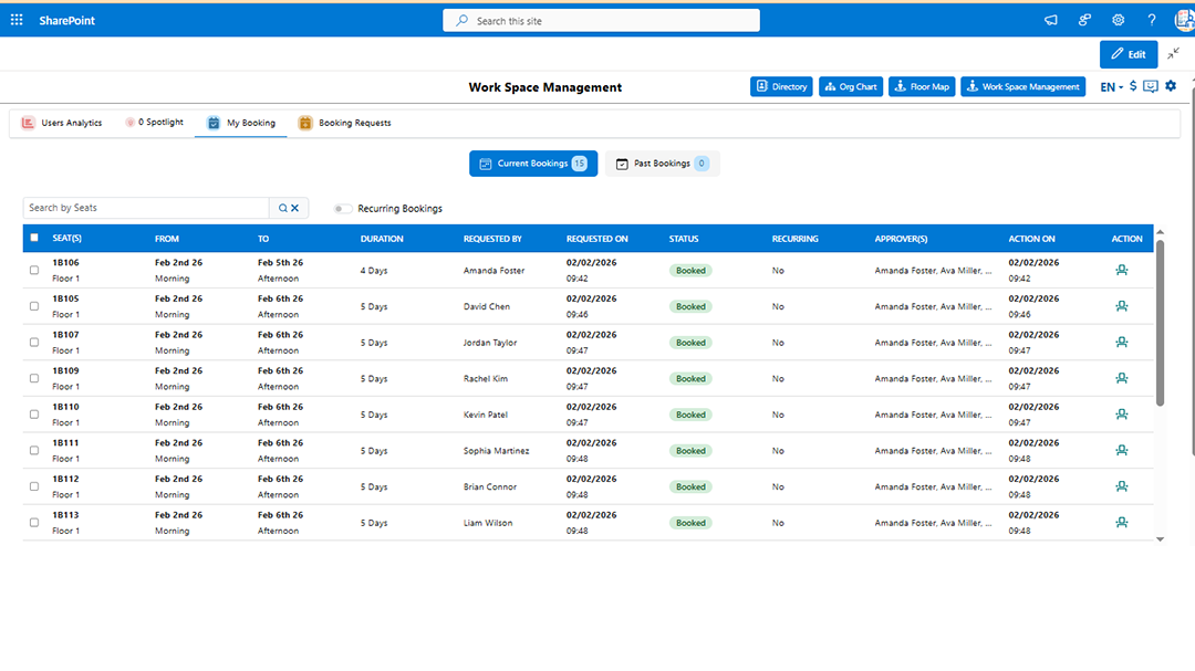 Virtual Floor Map & Seat Booking Screenshot